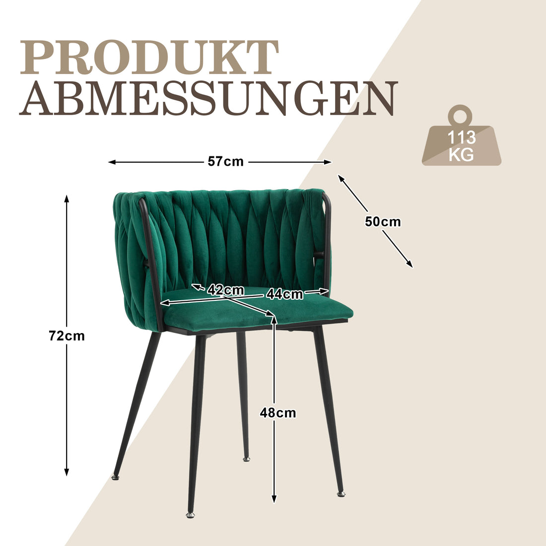 Modernes luxuriöses Samt-Esszimmerstuhl-Set(2er-Set)